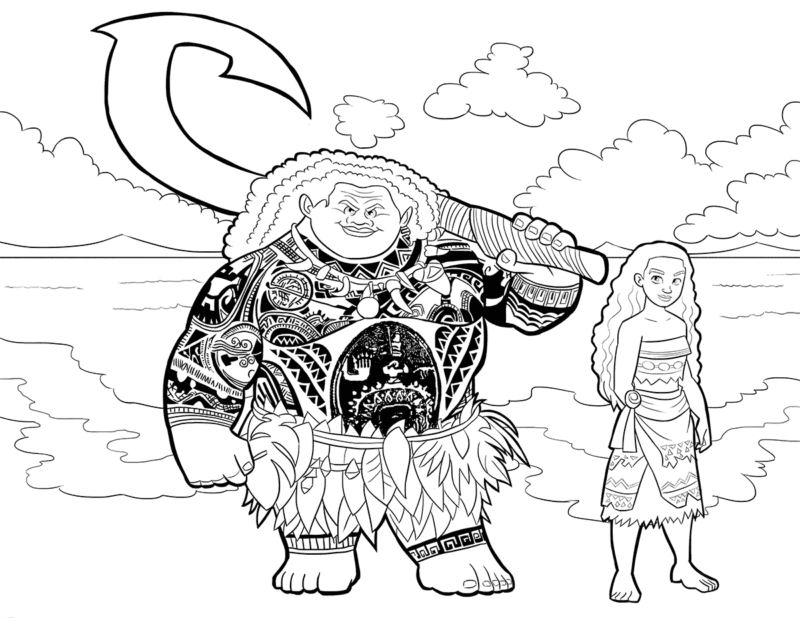 Desenho de Moana para imprimir