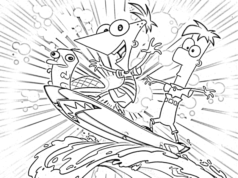 Desenho de Phineas e Ferb para imprimir