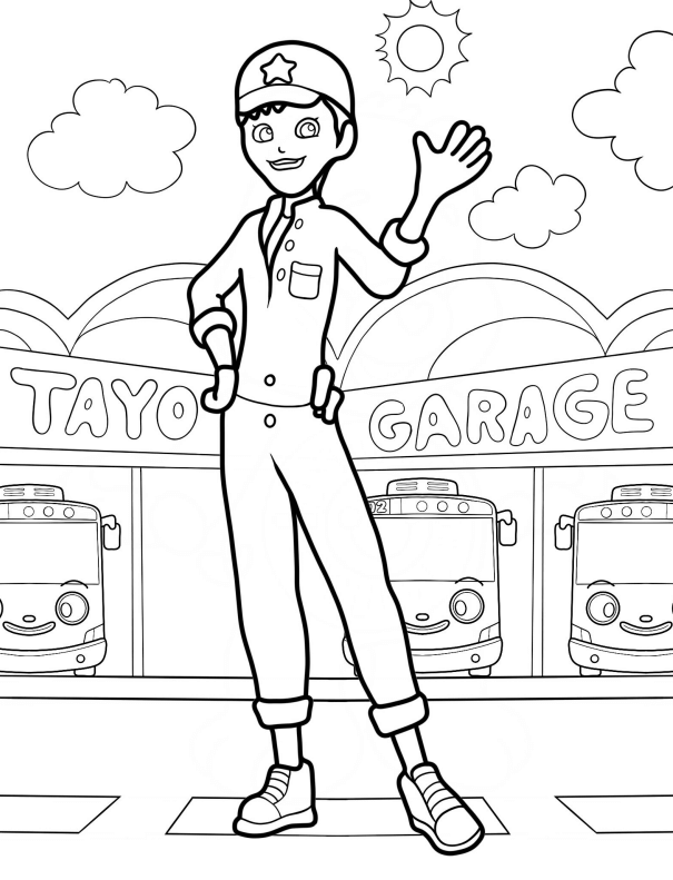 Desenho de Tayo, o Pequeno Ônibus (Tayo the Little Bus) para imprimir