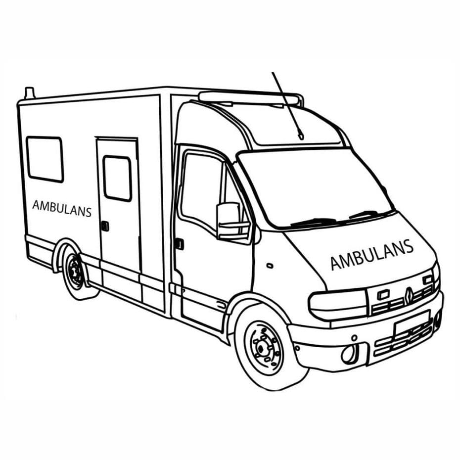 Desenho de Ambulância para imprimir