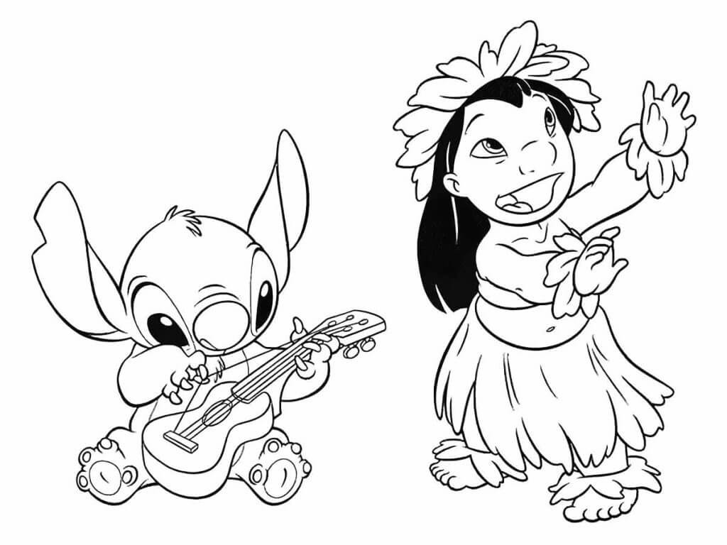 Desenho de Lilo & Stitch para imprimir