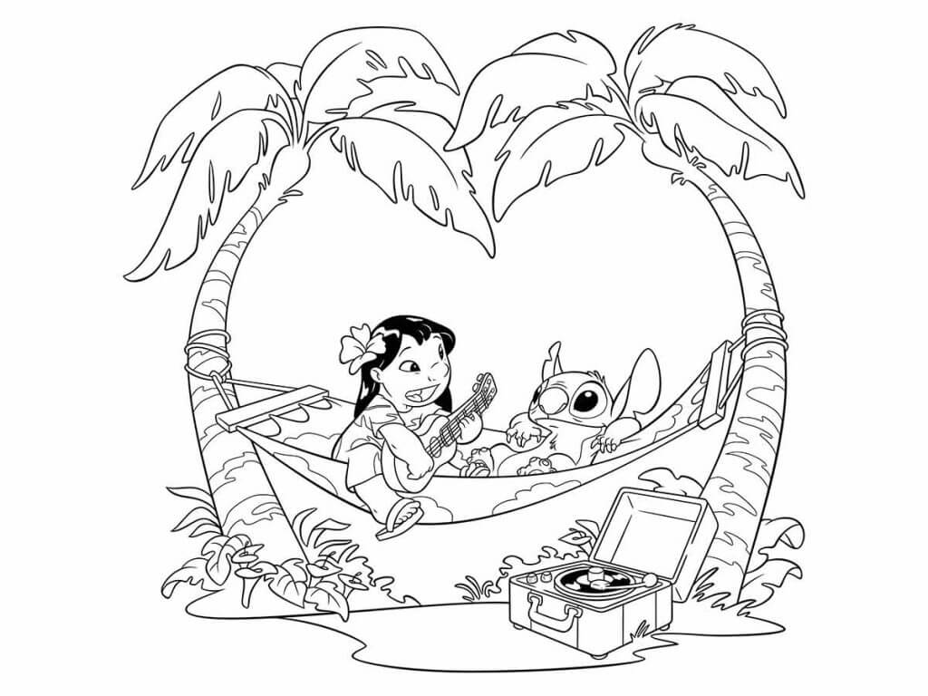 Desenho de Lilo & Stitch para imprimir