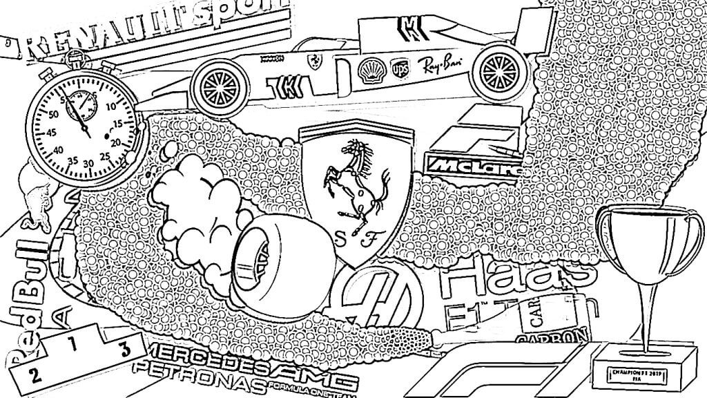 Desenho de Fórmula 1 (F1) para imprimir