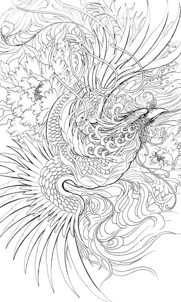 Desenho de Fénix para imprimir
