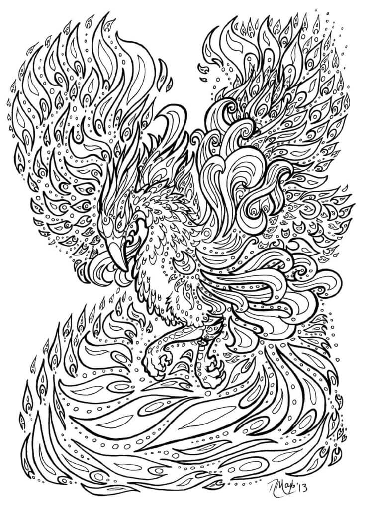 Desenho de Fénix para imprimir
