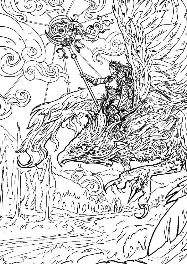 Desenho de Fénix para imprimir