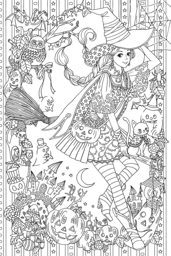 Desenho de Bruxas para imprimir