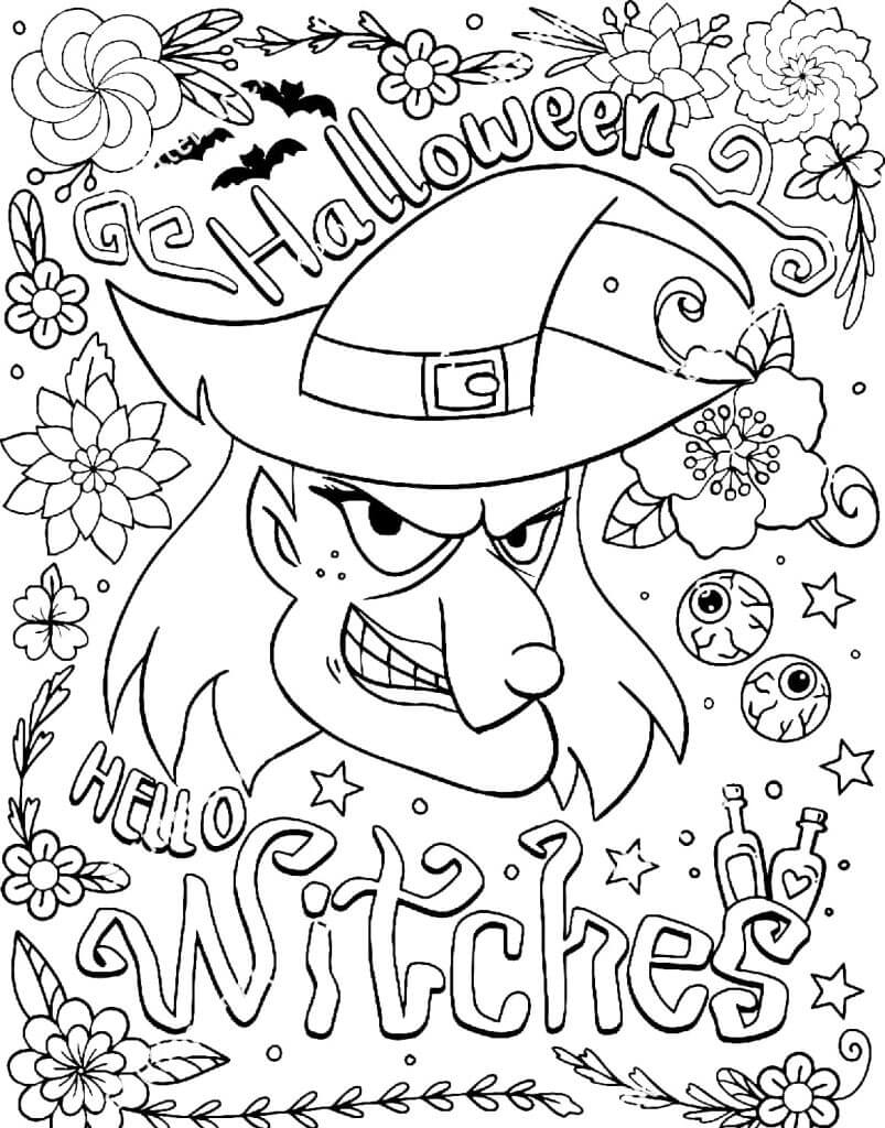 Desenho de Bruxas para imprimir