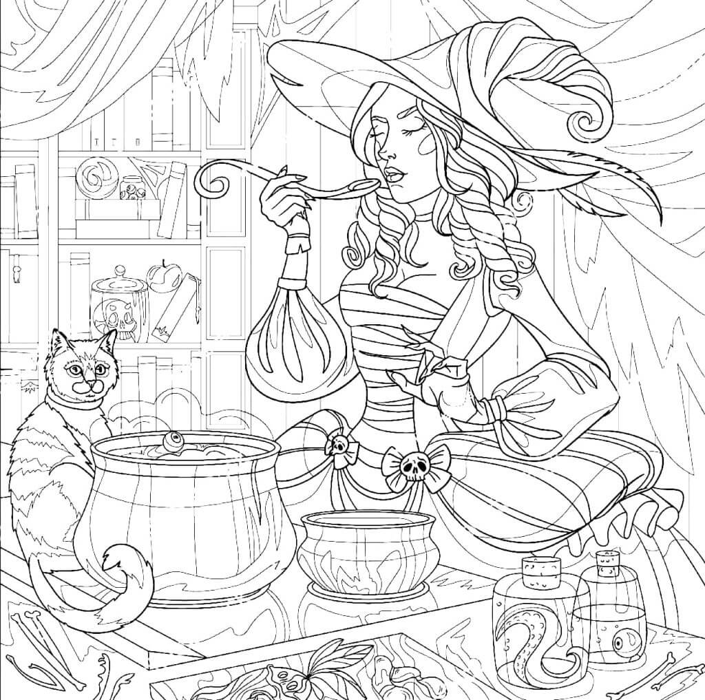 Desenho de Bruxas para imprimir