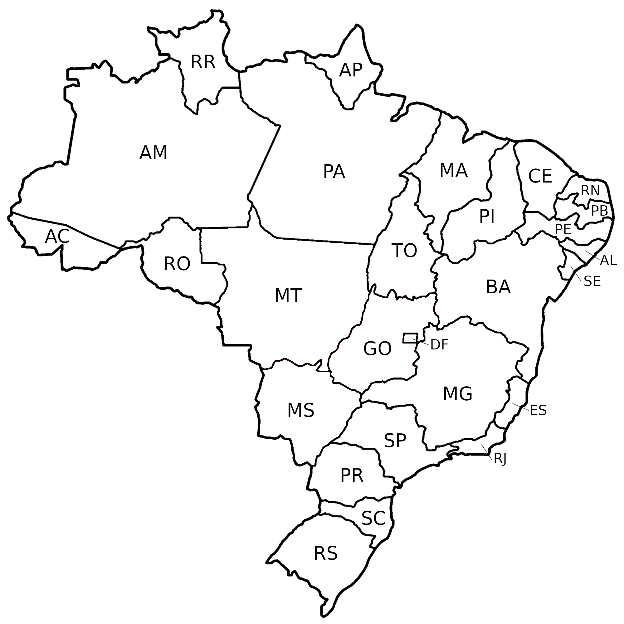 Desenho de Mapa do Brasil para imprimir