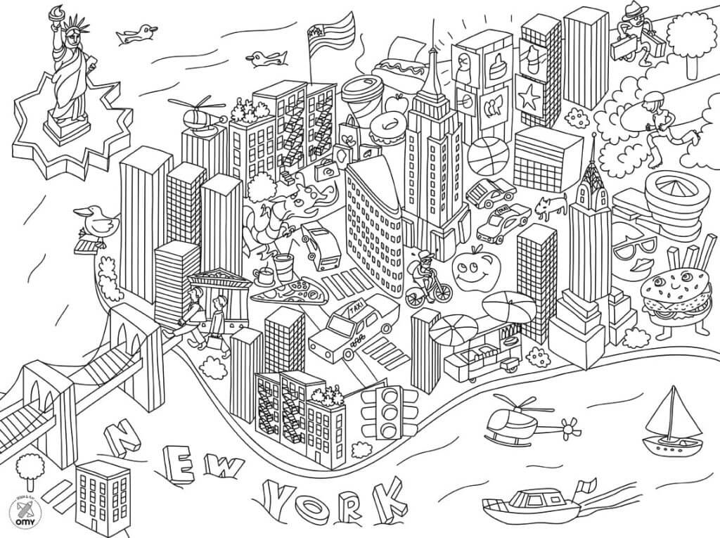 Desenho de Estados Unidos (EUA/USA) para imprimir