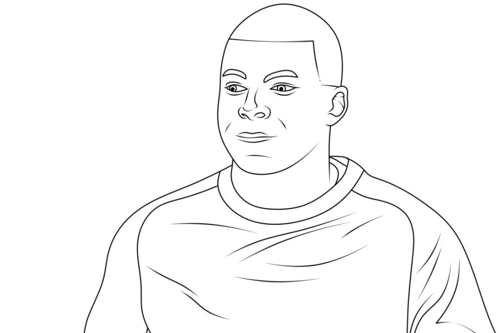 Desenho de Kylian Mbappé para imprimir