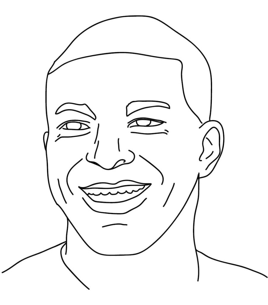 Desenho de Kylian Mbappé para imprimir