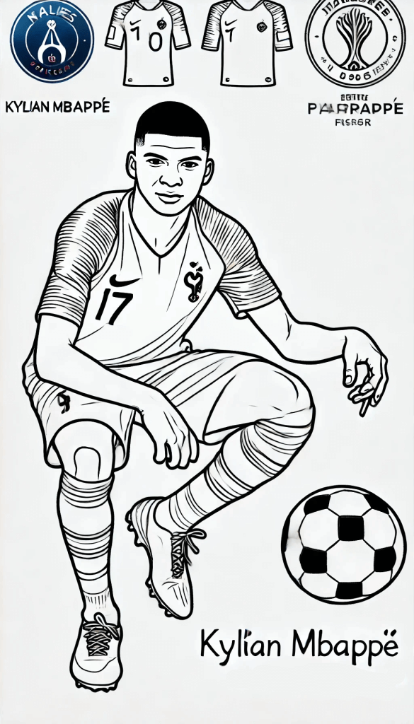 Desenho de Kylian Mbappé para imprimir