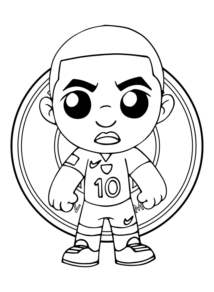 Desenho de Kylian Mbappé para imprimir