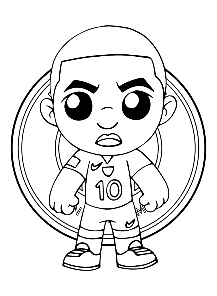 Desenho de Kylian Mbappé para imprimir