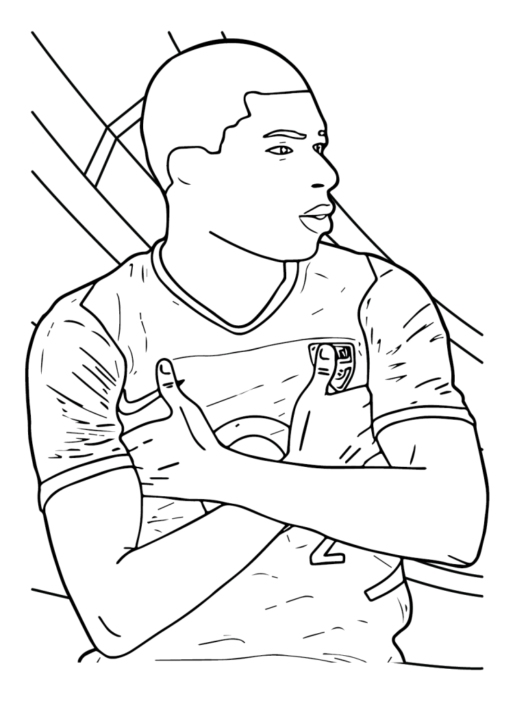 Desenho de Kylian Mbappé para imprimir