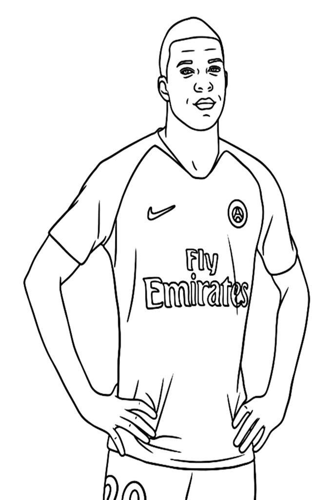 Desenho de Kylian Mbappé para imprimir