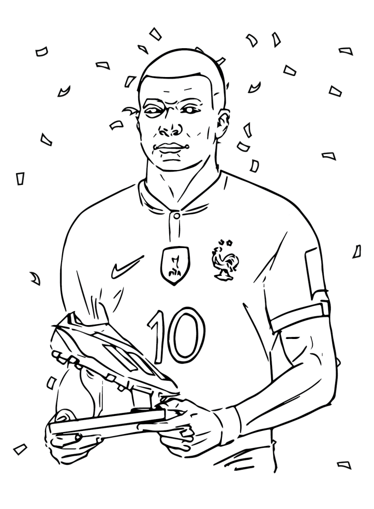 Desenho de Kylian Mbappé para imprimir