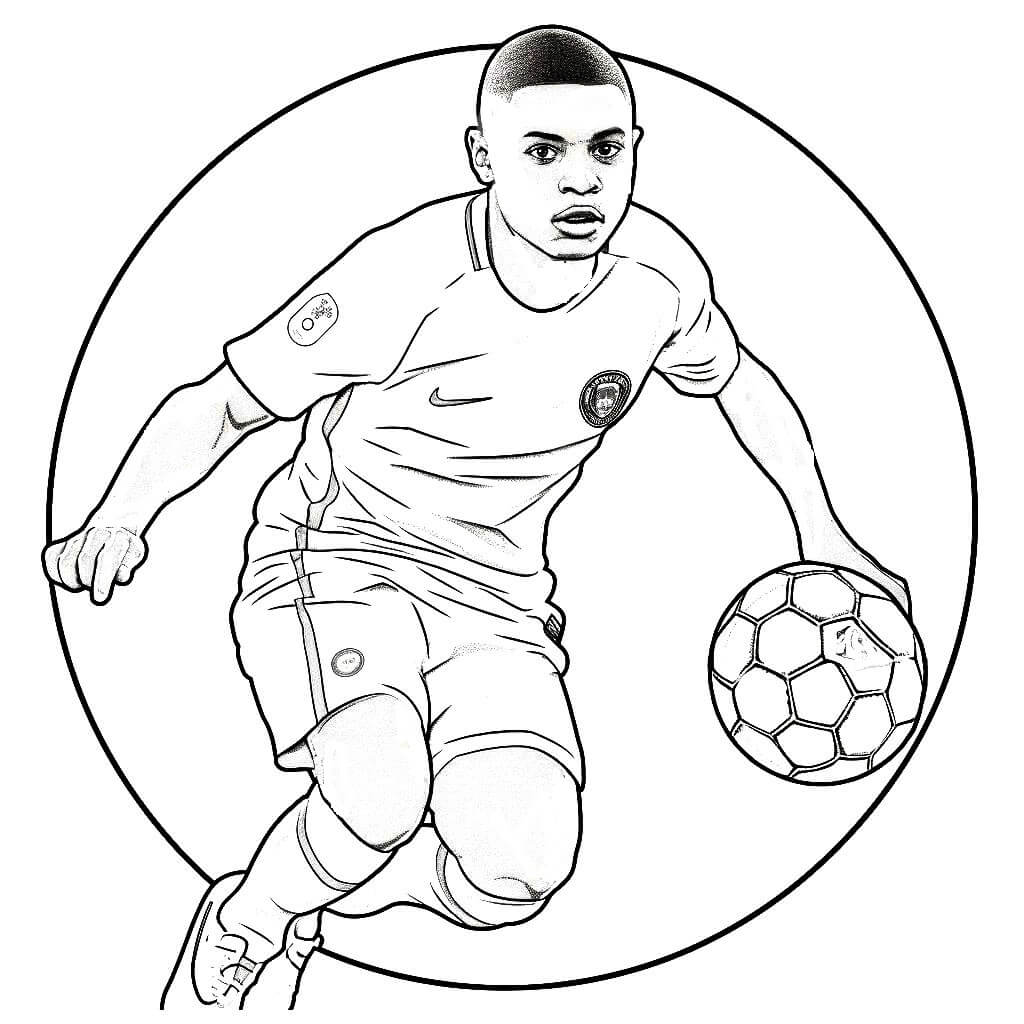 Desenho de Kylian Mbappé para imprimir