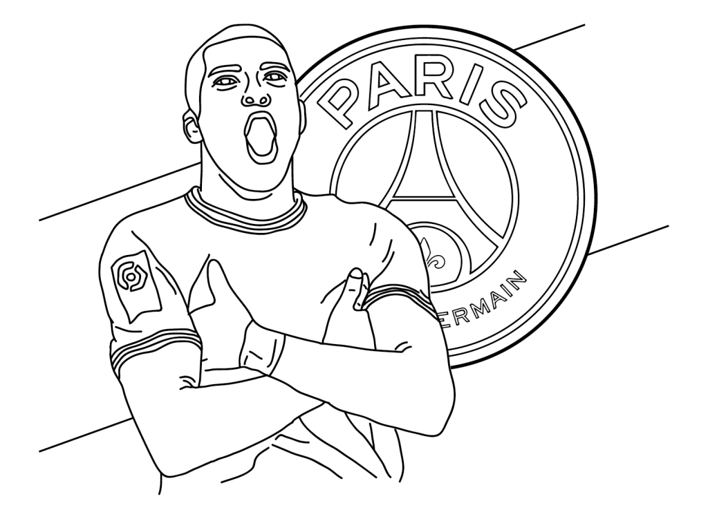 Desenho de Kylian Mbappé para imprimir