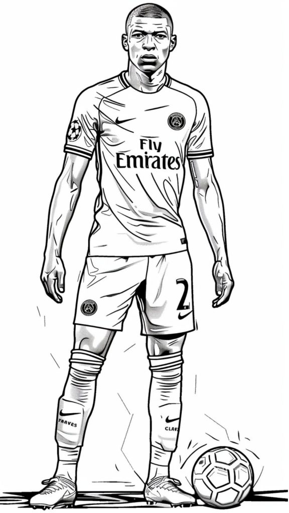 Desenho de Kylian Mbappé para imprimir