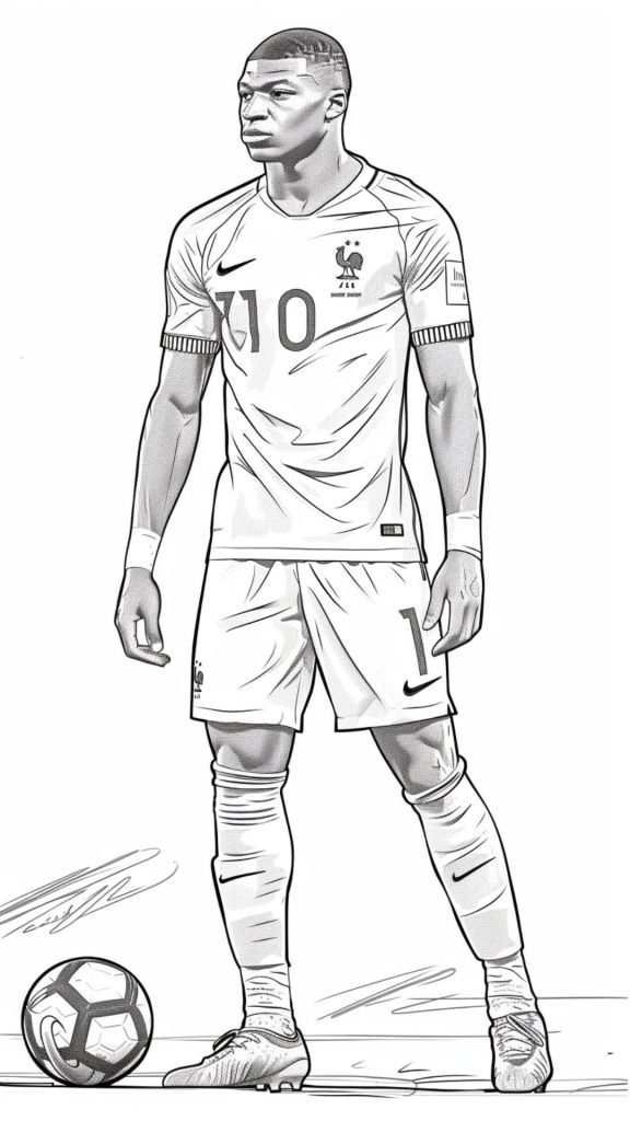 Desenho de Kylian Mbappé para imprimir