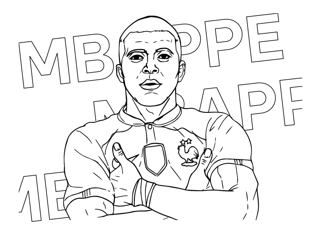 Desenho de Kylian Mbappé para imprimir