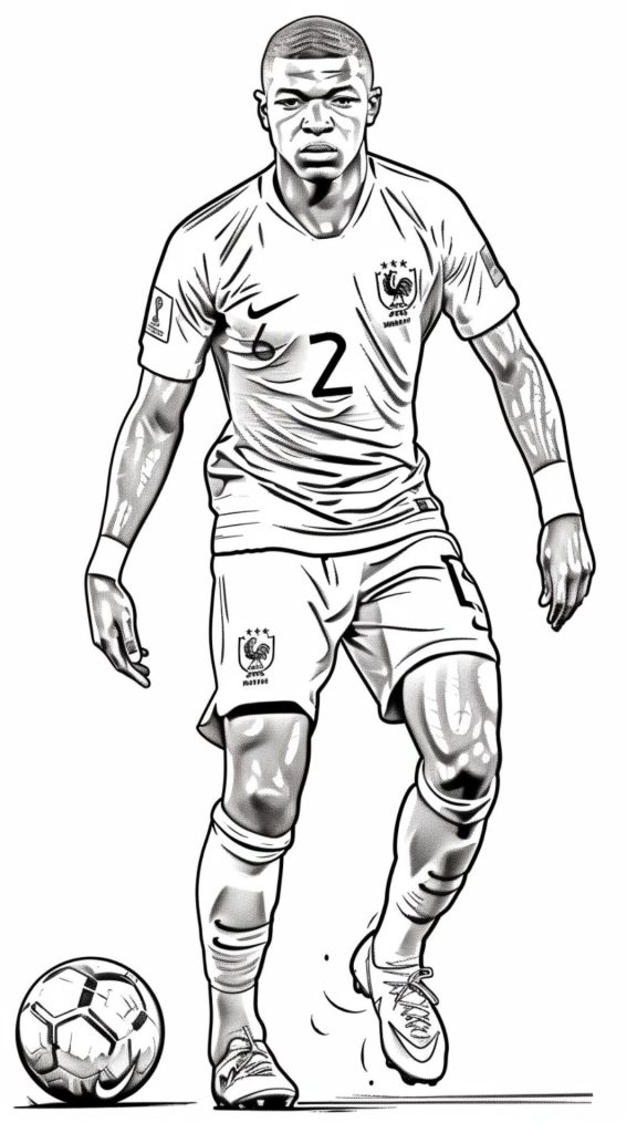 Desenho de Kylian Mbappé para imprimir