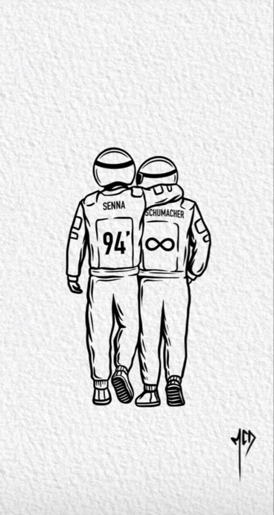 Desenho de Ayrton Senna e Senninha para imprimir