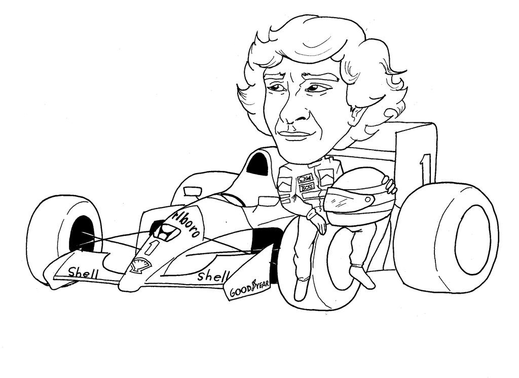 Desenho de Ayrton Senna e Senninha para imprimir