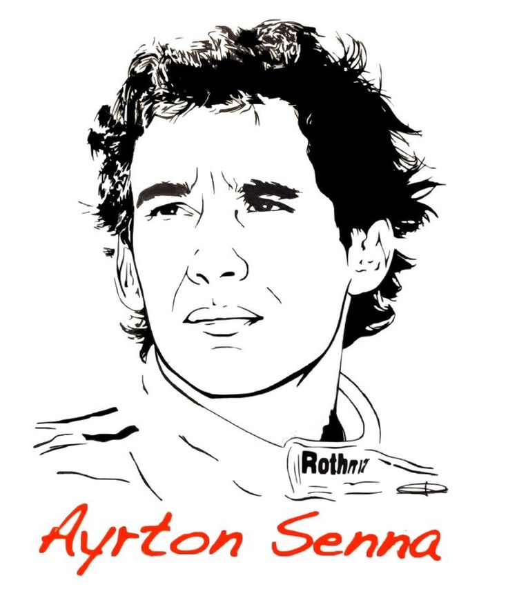 Desenho de Ayrton Senna e Senninha para imprimir