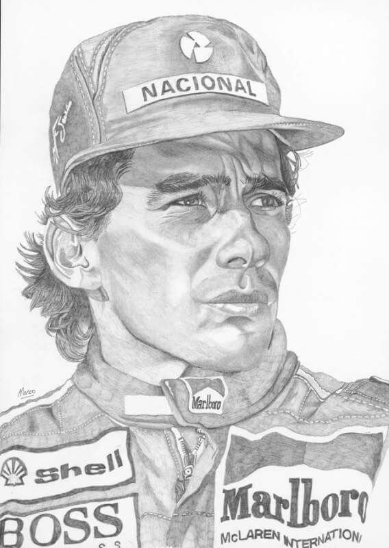 Desenho de Ayrton Senna e Senninha para imprimir