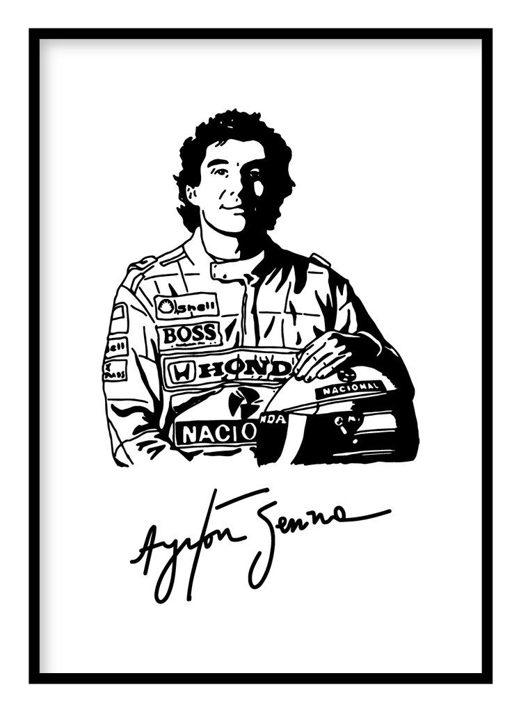 Desenho de Ayrton Senna e Senninha para imprimir