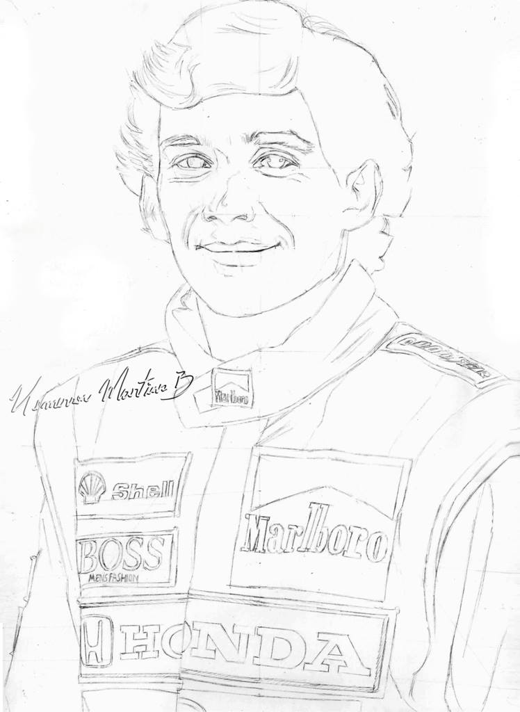 Desenho de Ayrton Senna e Senninha para imprimir