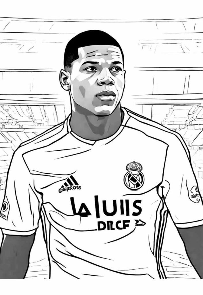 Desenho de Kylian Mbappé para imprimir