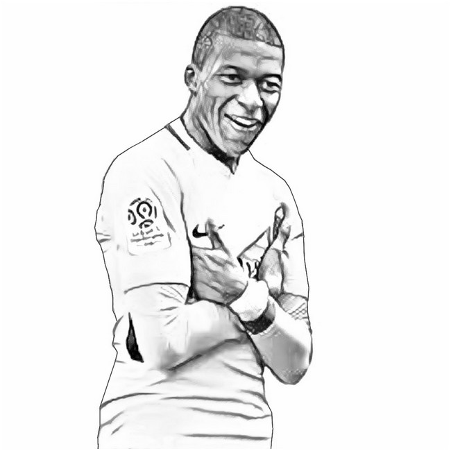 Desenho de Kylian Mbappé para imprimir