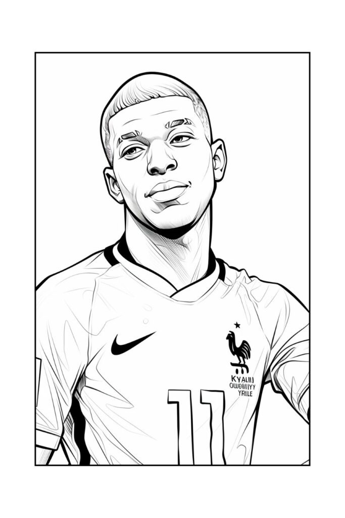 Desenho de Kylian Mbappé para imprimir