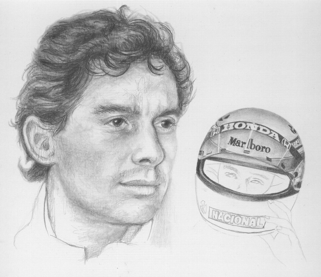 Desenho de Ayrton Senna e Senninha para imprimir