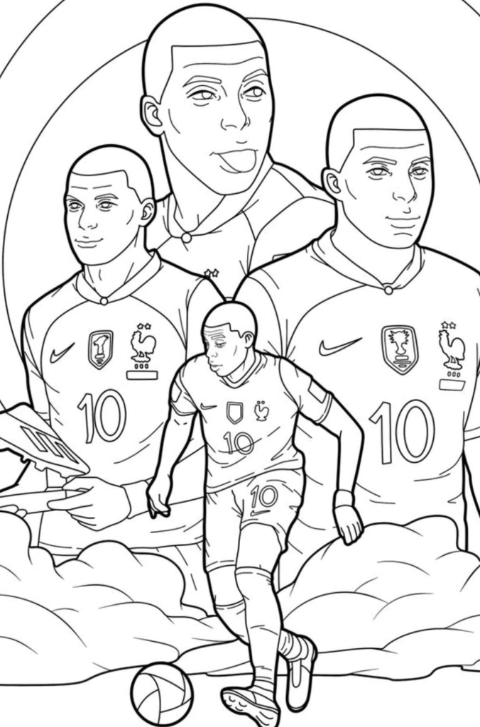 Desenho de Kylian Mbappé para imprimir