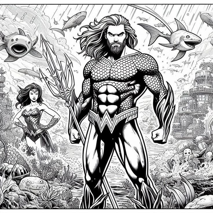 Desenho de Aquaman para imprimir
