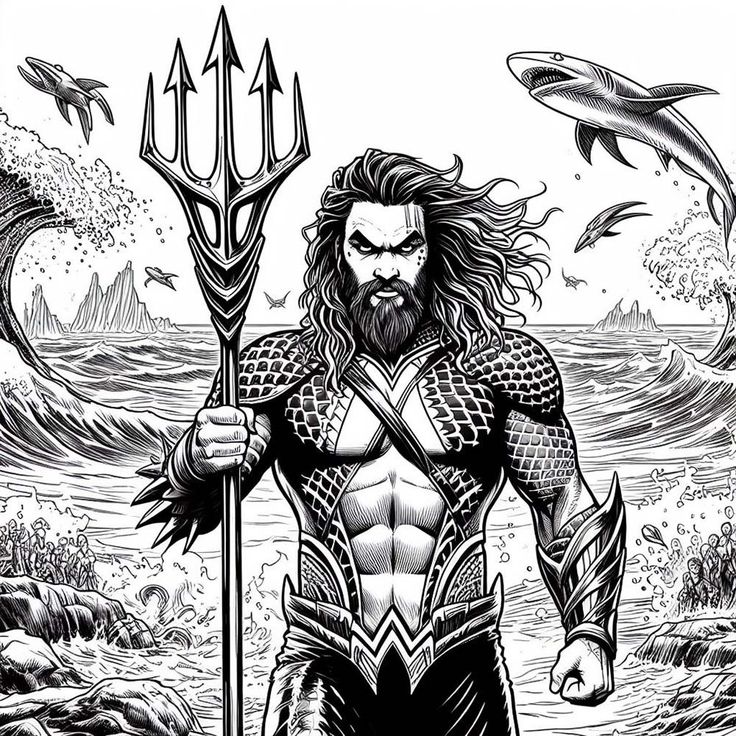 Desenho de Aquaman para imprimir