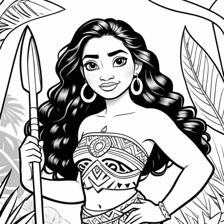 Desenho de Moana para imprimir