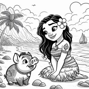 Desenho de Moana para imprimir