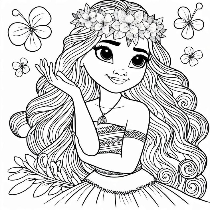 Desenho de Moana para imprimir