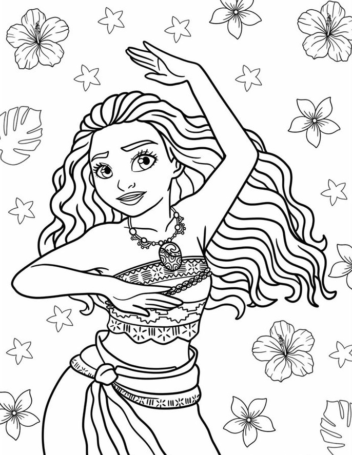 Desenho de Moana para imprimir