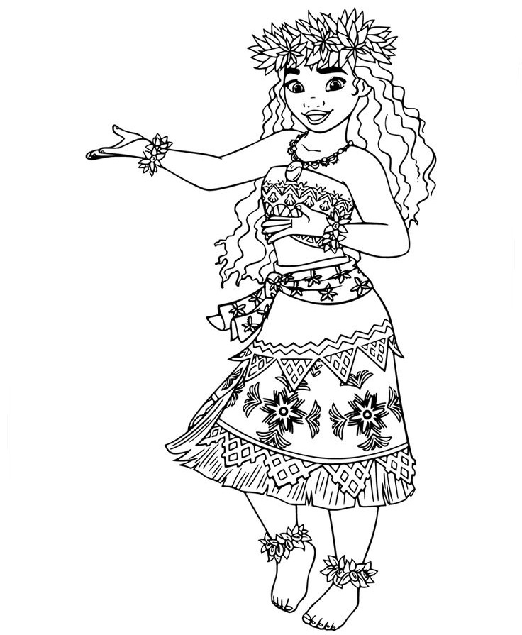 Desenho de Moana para imprimir