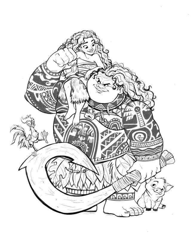 Desenho de Moana para imprimir