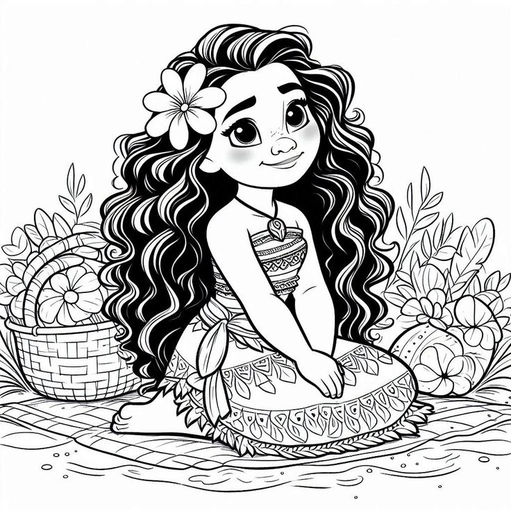 Desenho de Moana para imprimir
