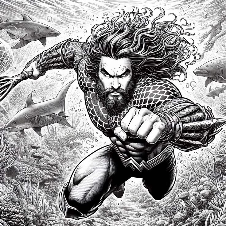 Desenho de Aquaman para imprimir